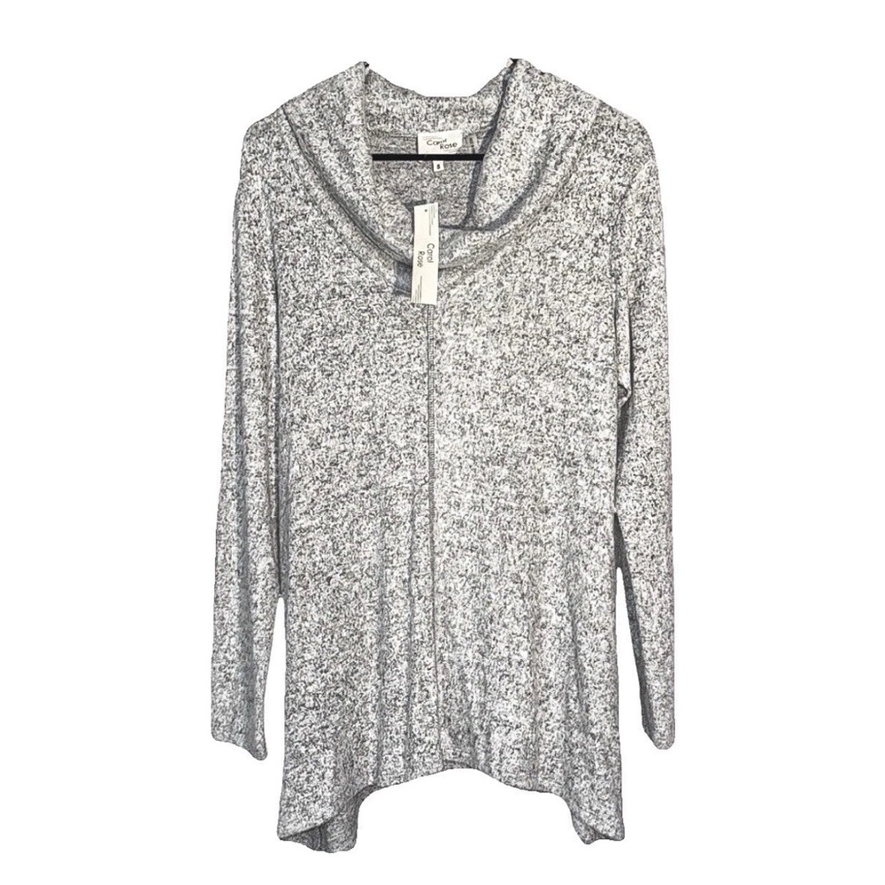 Carol Rose Women's Grey Cowl Neck Sweater Asymmetrical Hem NWT